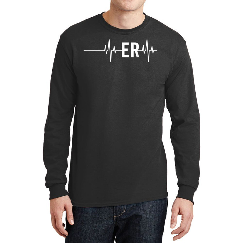 Emergency Medicine Physician Nurse Gift Er Heartbeat Long Sleeve Shirts | Artistshot