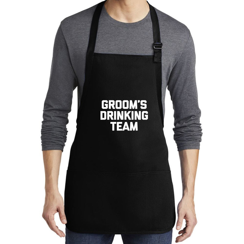 Groom's Drinking Team  Funny Wedding Bachelor Party Medium-length Apron | Artistshot