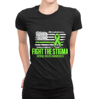 Fight The Stigma American Flag Mental Health Awareness T Shirt Ladies Fitted T-shirt | Artistshot