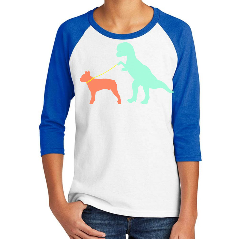 Boston Terrier T  Shirtfunny Boston Terrier Dinosaur Cute Boston Terri Youth 3/4 Sleeve | Artistshot