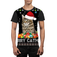 Merry Catmas Maine Coon Cat Ugly Sweater Christmas Santa T Shirt Graphic T-shirt | Artistshot