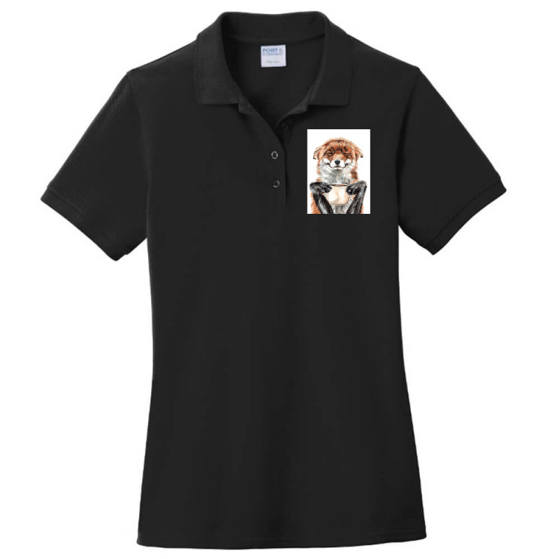 Morning Fox Cute Coffee Animal Ladies Polo Shirt by DARRELLWAYNEWELLS | Artistshot