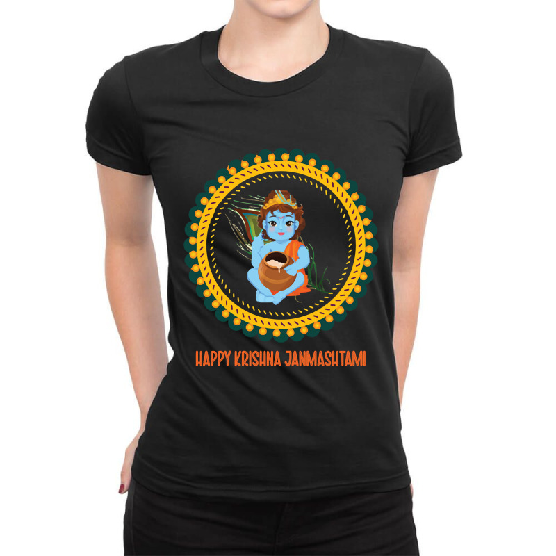 Happy Krishna Janmashtami, Funny Gift Idea Ladies Fitted T-Shirt by seifertmurryq3jmxs | Artistshot