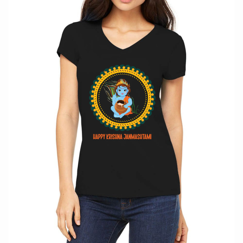 Happy Krishna Janmashtami, Funny Gift Idea Women's V-Neck T-Shirt by seifertmurryq3jmxs | Artistshot