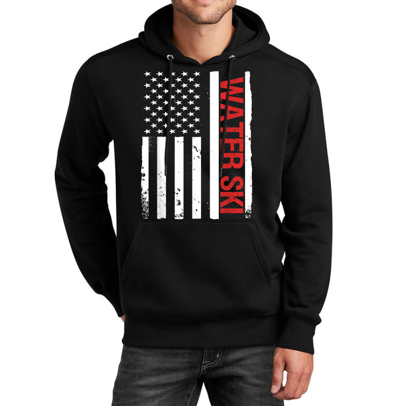 Water Ski Usa American Flag Funny Waterskiing T Shirt Unisex Hoodie by adriacrogan7c3 | Artistshot