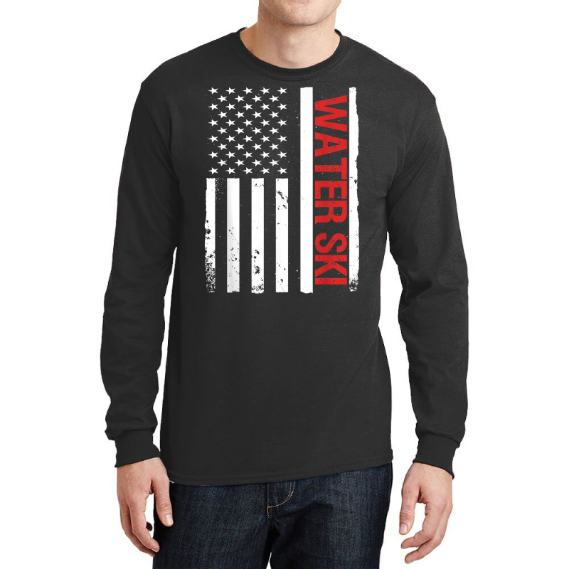 Water Ski Usa American Flag Funny Waterskiing T Shirt Long Sleeve Shirts by adriacrogan7c3 | Artistshot