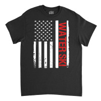 Water Ski Usa American Flag Funny Waterskiing T Shirt Classic T-shirt | Artistshot