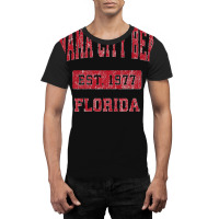 Mens Panama City Beach Florida Fl Vintage Sports Design Red Desig Prem Graphic T-shirt | Artistshot