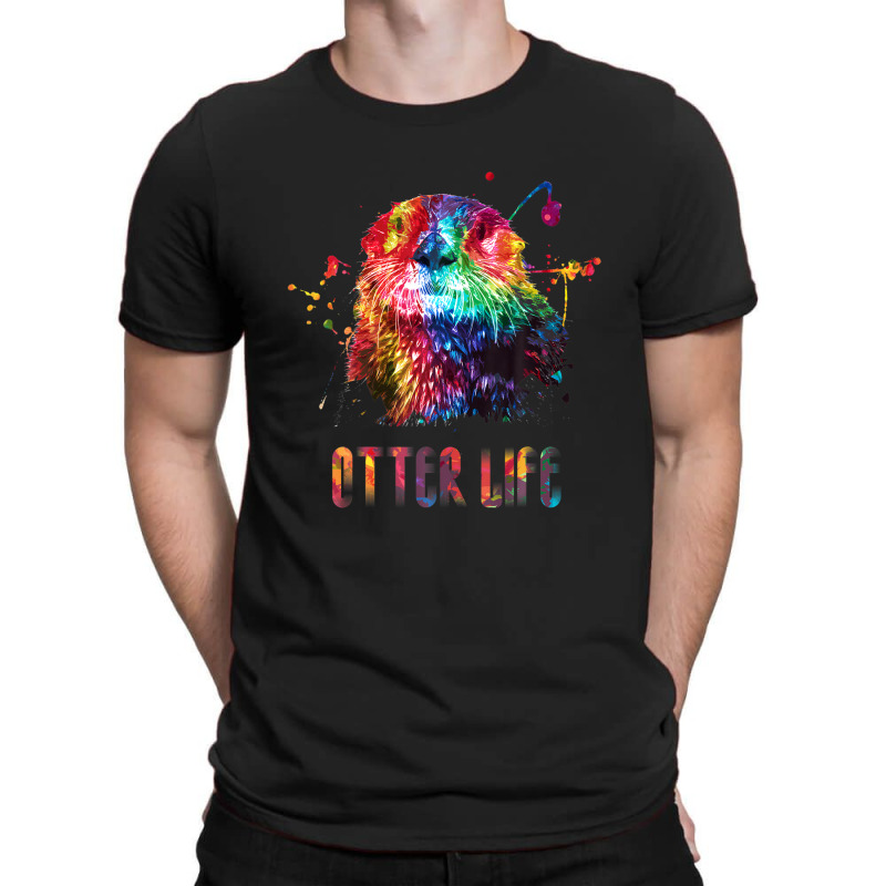 Sea Otter Life Rainbow Watercolor Bright Splatter Shirt T-shirt | Artistshot