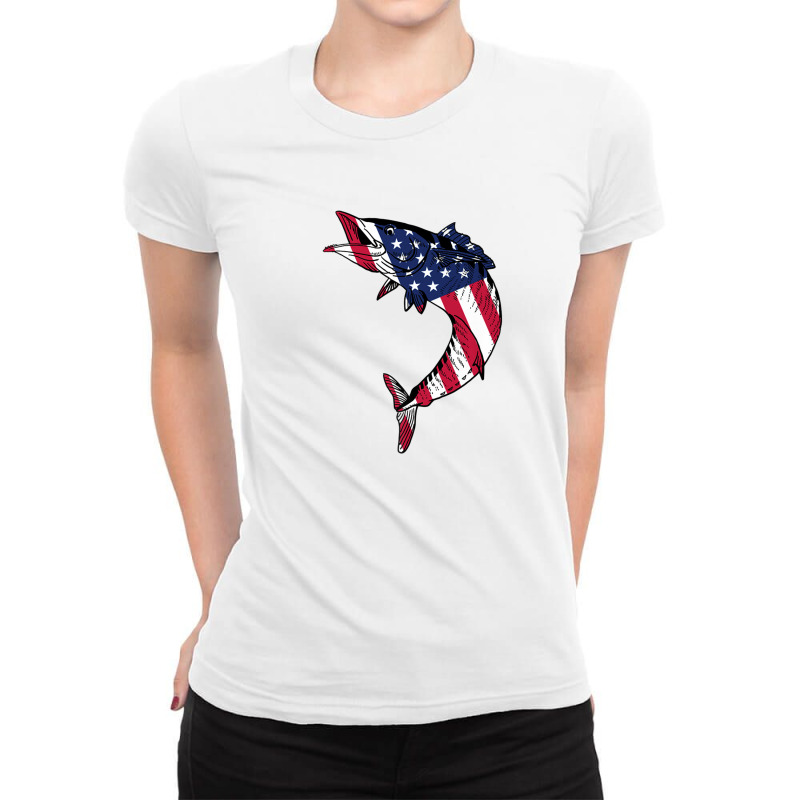 American Wahoo Fish Design Game Fishing Usa Ladies Fitted T-Shirt by atoinenieck3 | Artistshot