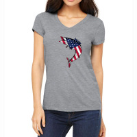 American Wahoo Fish Design Game Fishing Usa Women's V-neck T-shirt | Artistshot