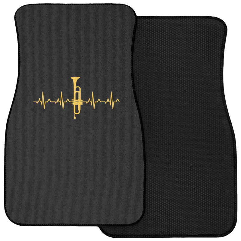 Trumpet Heartbeat T-shirt - Trumpet Player Shirt Front Car Mat | Artistshot