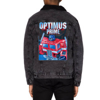 Womens Transformers Optimus Prime Portrait V-neck Unisex Sherpa-lined Denim Jacket | Artistshot