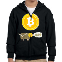 Bitcoin Bull Fart   Funny Crypto Currency Stock Market Humor T Shirt Youth Zipper Hoodie | Artistshot