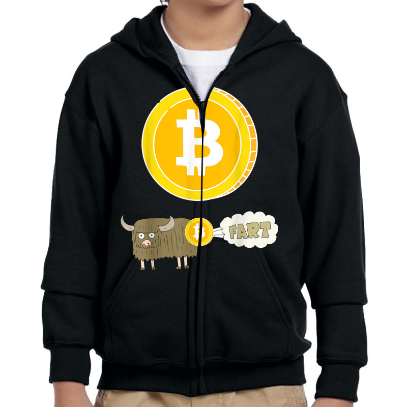 Bitcoin Bull Fart   Funny Crypto Currency Stock Market Humor T Shirt Youth Zipper Hoodie by mollyschq6z | Artistshot