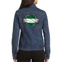 Andalucía Flag Andalusian Blood Inside Me Superhero T Shirt Ladies Denim Jacket | Artistshot