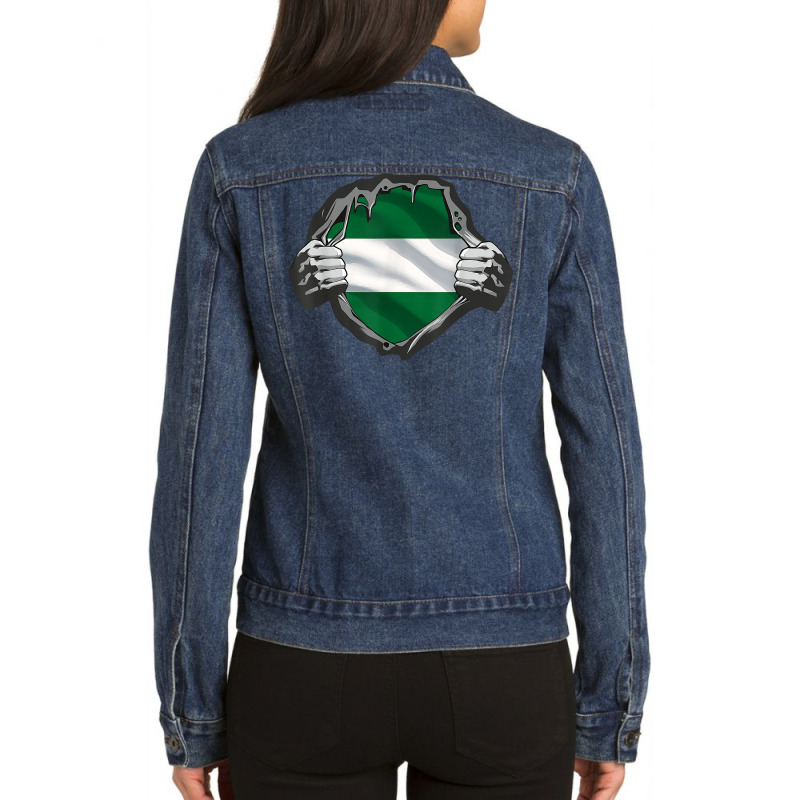 Andalucía Flag Andalusian Blood Inside Me Superhero T Shirt Ladies Denim Jacket by mintywotm | Artistshot