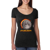 Eclipse 2024 April 08 Usa Annular Total Partial Astronomy T Shirt Women's Triblend Scoop T-shirt | Artistshot