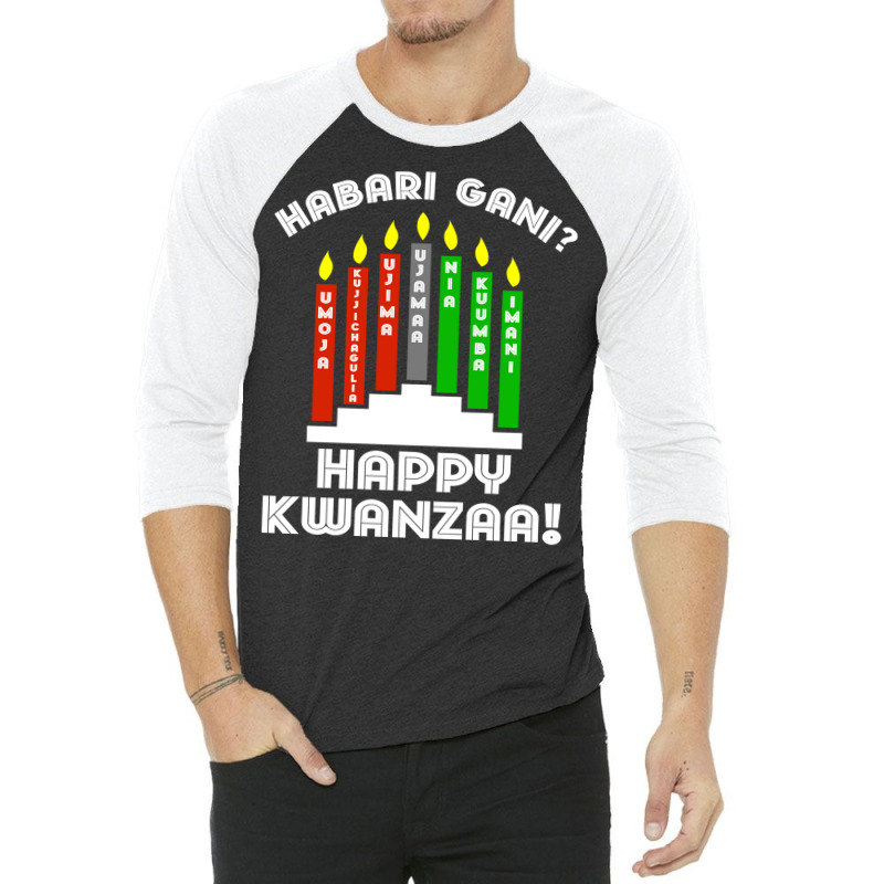 Habari Gani Happy Kwanzaa African American 7 Principles Long Sleeve T 3/4 Sleeve Shirt by ayedencoplon | Artistshot