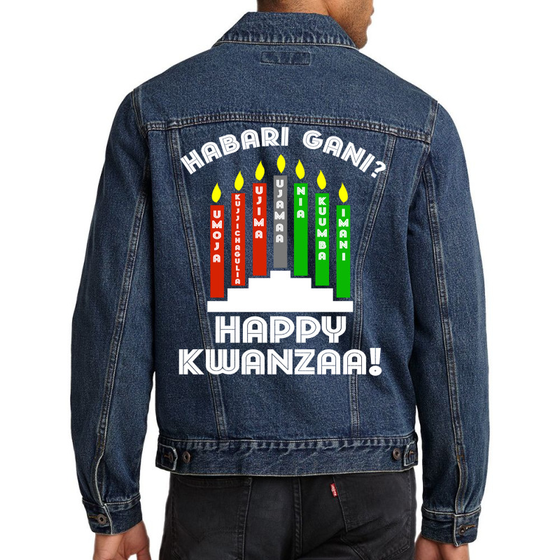 Habari Gani Happy Kwanzaa African American 7 Principles Long Sleeve T Men Denim Jacket by ayedencoplon | Artistshot