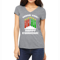 Habari Gani Happy Kwanzaa African American 7 Principles Long Sleeve T Women's V-neck T-shirt | Artistshot