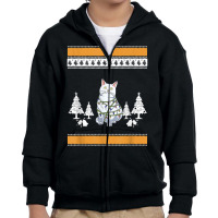 Cat With Christmas Lights Design For Cat Lover T Shirt Youth Zipper Hoodie | Artistshot