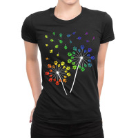 Dandelion Paw Pride Rainbow   Dog Mom Flower Gifts Ladies Fitted T-shirt | Artistshot