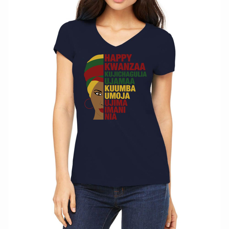 Happy Kwanzaa African Black Woman 7 Principles Pullover Hoodie Women's V-Neck T-Shirt by adam.troare | Artistshot