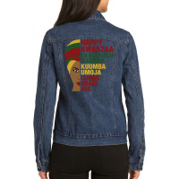 Happy Kwanzaa African Black Woman 7 Principles Sweatshirt Ladies Denim Jacket | Artistshot