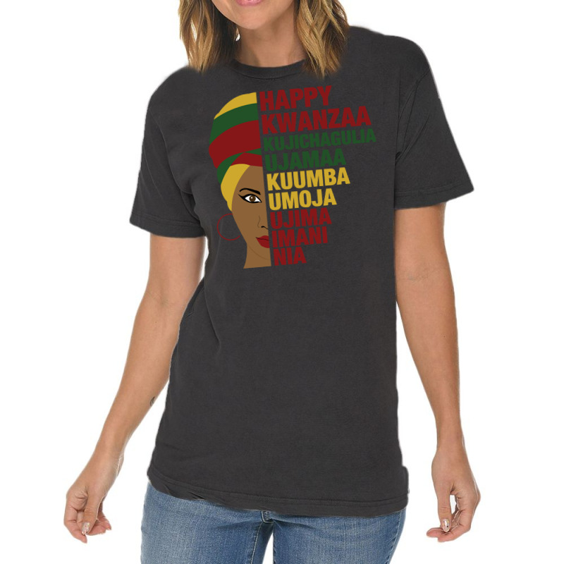 Happy Kwanzaa African Black Woman 7 Principles Sweatshirt Vintage T-Shirt by adam.troare | Artistshot