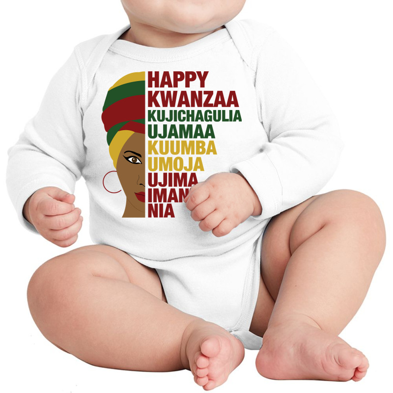 Happy Kwanzaa African Black Woman 7 Principles Sweatshirt Long Sleeve Baby Bodysuit by adam.troare | Artistshot