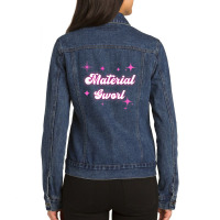 Material Gworl 2022 Viral Meme Pink Stars Text Girl Graphic T Shirt Ladies Denim Jacket | Artistshot