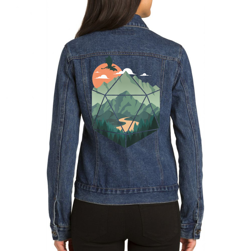 D20 Ar, Dungeons Lover Fantasy Gaming Ladies Denim Jacket by bummercaught | Artistshot