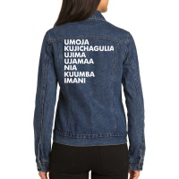 Kwanzaa   Seven Principles Pullover Hoodie Ladies Denim Jacket | Artistshot