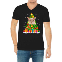 Cute Tonkinese Cat Lover Christmas Tree Xmas Holidays T Shirt V-neck Tee | Artistshot