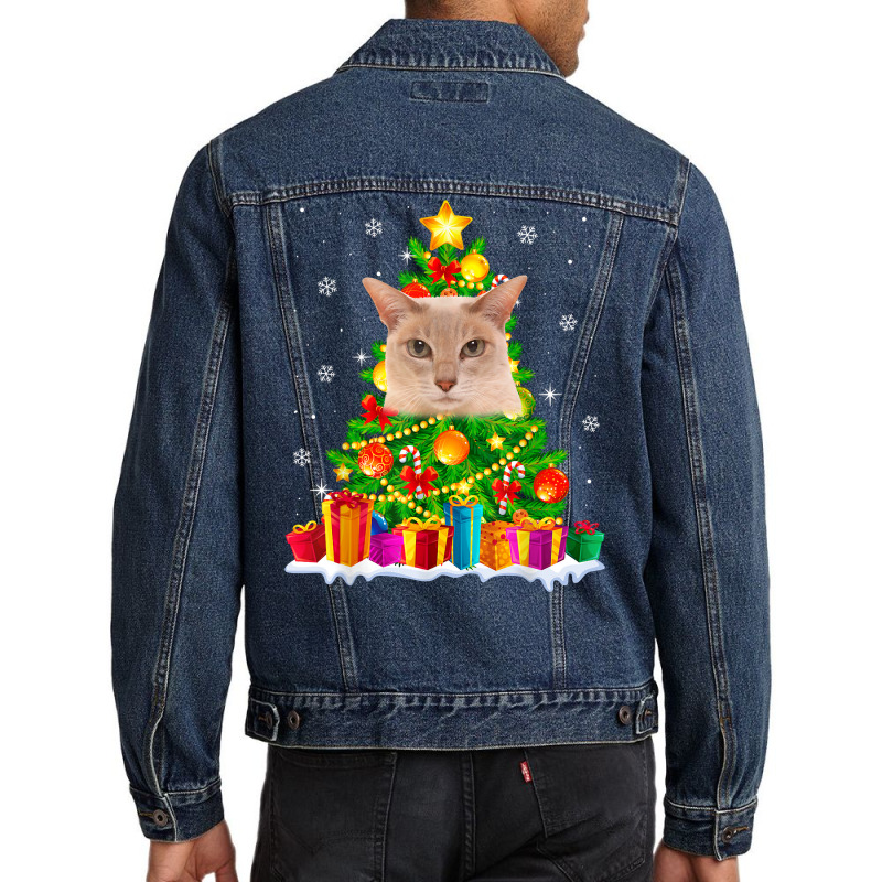 Cute Tonkinese Cat Lover Christmas Tree Xmas Holidays T Shirt Men Denim Jacket | Artistshot