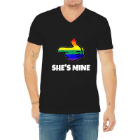 Womens Lesbian Pride Matching She S Mine Tshirt Lgbt Tee V-neck Tee | Artistshot