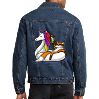 Fox Riding Unicorn Float Pool Party Funny Men Denim Jacket | Artistshot