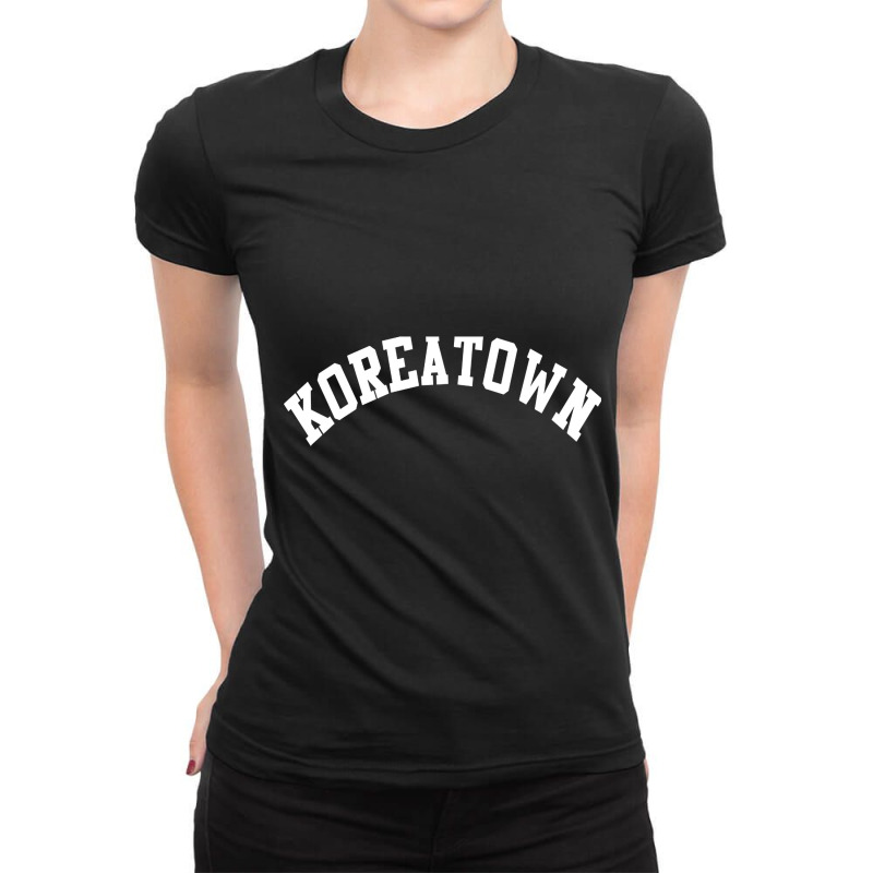 Koreatown Los Angeles Hoodie Black And White Ladies Fitted T-Shirt by declangreenwood | Artistshot