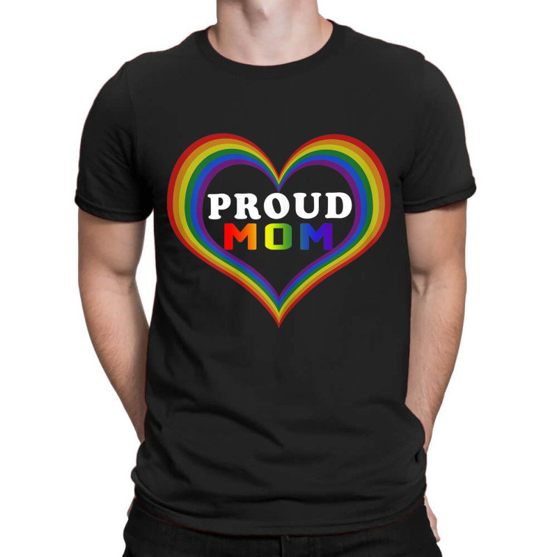 Womens Proud Mom Rainbow Heart Lesbian Gay Lgbt Pride Tshirt T-Shirt by RYANIDDLE | Artistshot