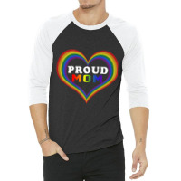 Womens Proud Mom Rainbow Heart Lesbian Gay Lgbt Pride Tshirt 3/4 Sleeve Shirt | Artistshot