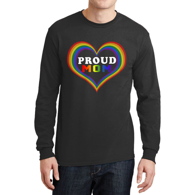 Womens Proud Mom Rainbow Heart Lesbian Gay Lgbt Pride Tshirt Long Sleeve Shirts by RYANIDDLE | Artistshot