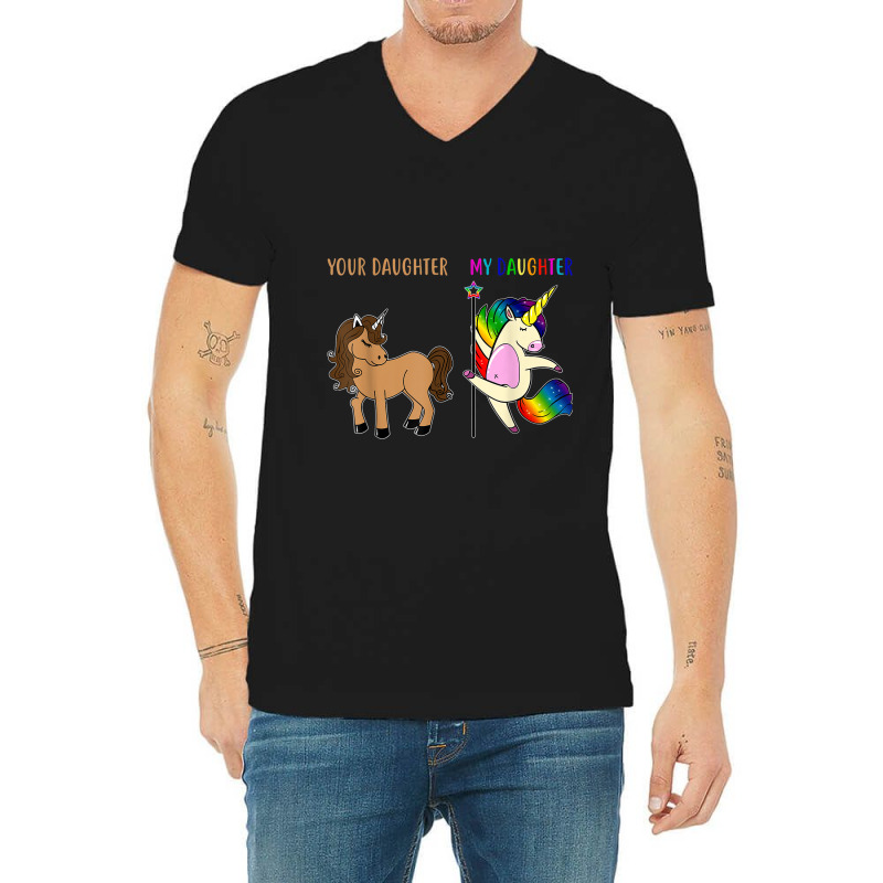 Your Daughter And My Daughter Funny Unicorn Lgbt Pride  Tshirt V-Neck Tee by RYANIDDLE | Artistshot