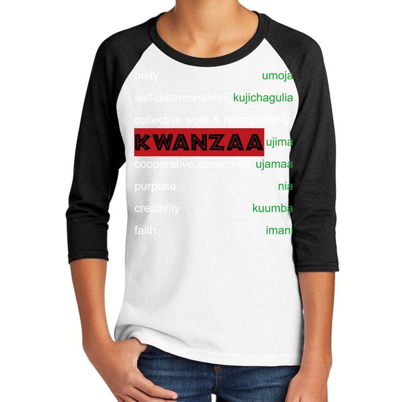 Kwanzaa Principles Wrapped African Red Black Green Long Sleeve T Shirt Youth 3/4 Sleeve by ayedencoplon | Artistshot