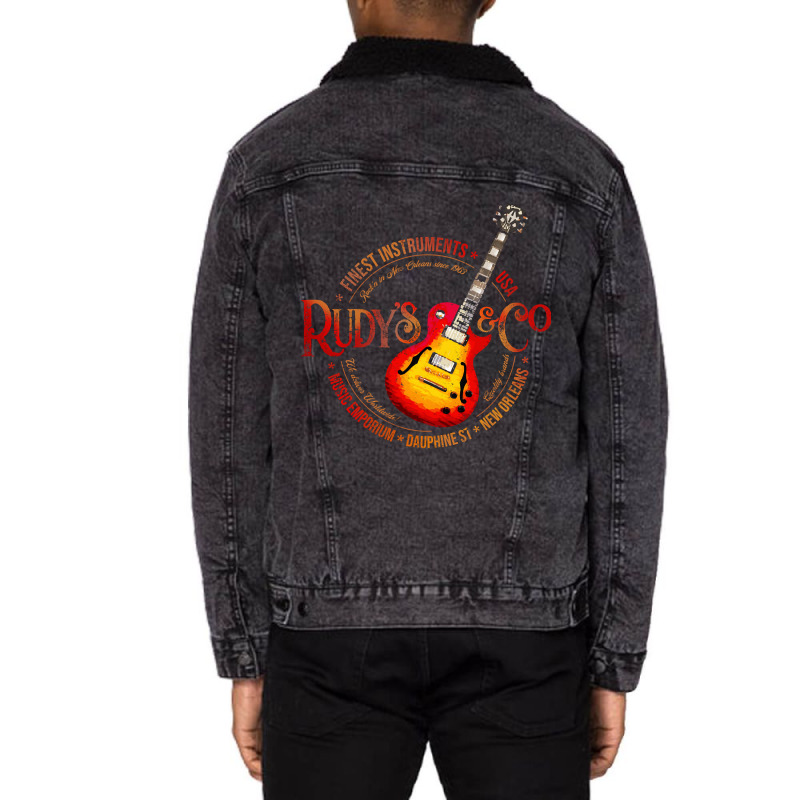 Music Emporium Guitar Design Unisex Sherpa-lined Denim Jacket | Artistshot