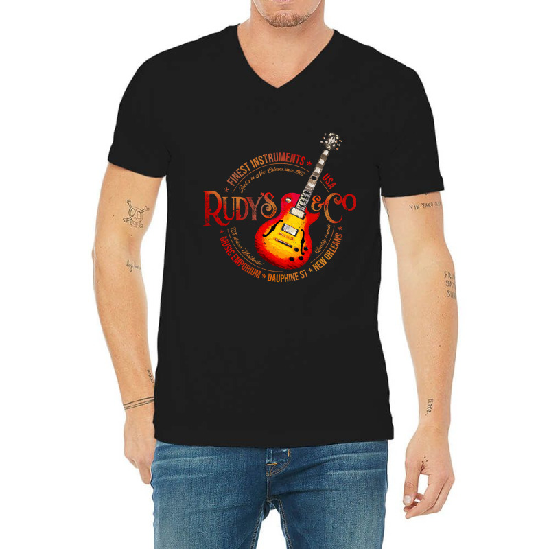 Music Emporium Guitar Design V-neck Tee | Artistshot