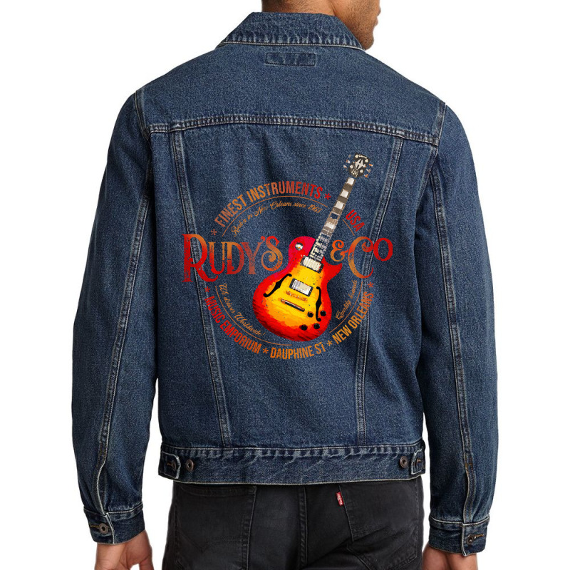 Music Emporium Guitar Design Men Denim Jacket | Artistshot