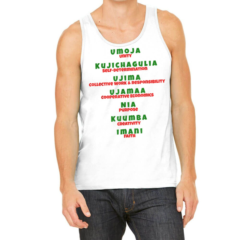 Kwanzaa Principles Green And Red Font T Shirt Tank Top by keishawnredner | Artistshot