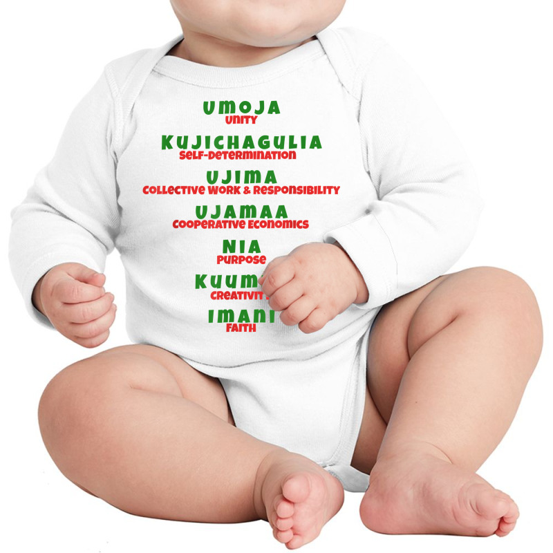 Kwanzaa Principles Green And Red Font T Shirt Long Sleeve Baby Bodysuit by keishawnredner | Artistshot