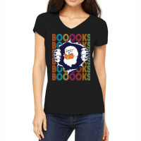 Booooks Kid Funny Ghost Reading Halloween Books-50hzz Women's V-neck T-shirt | Artistshot